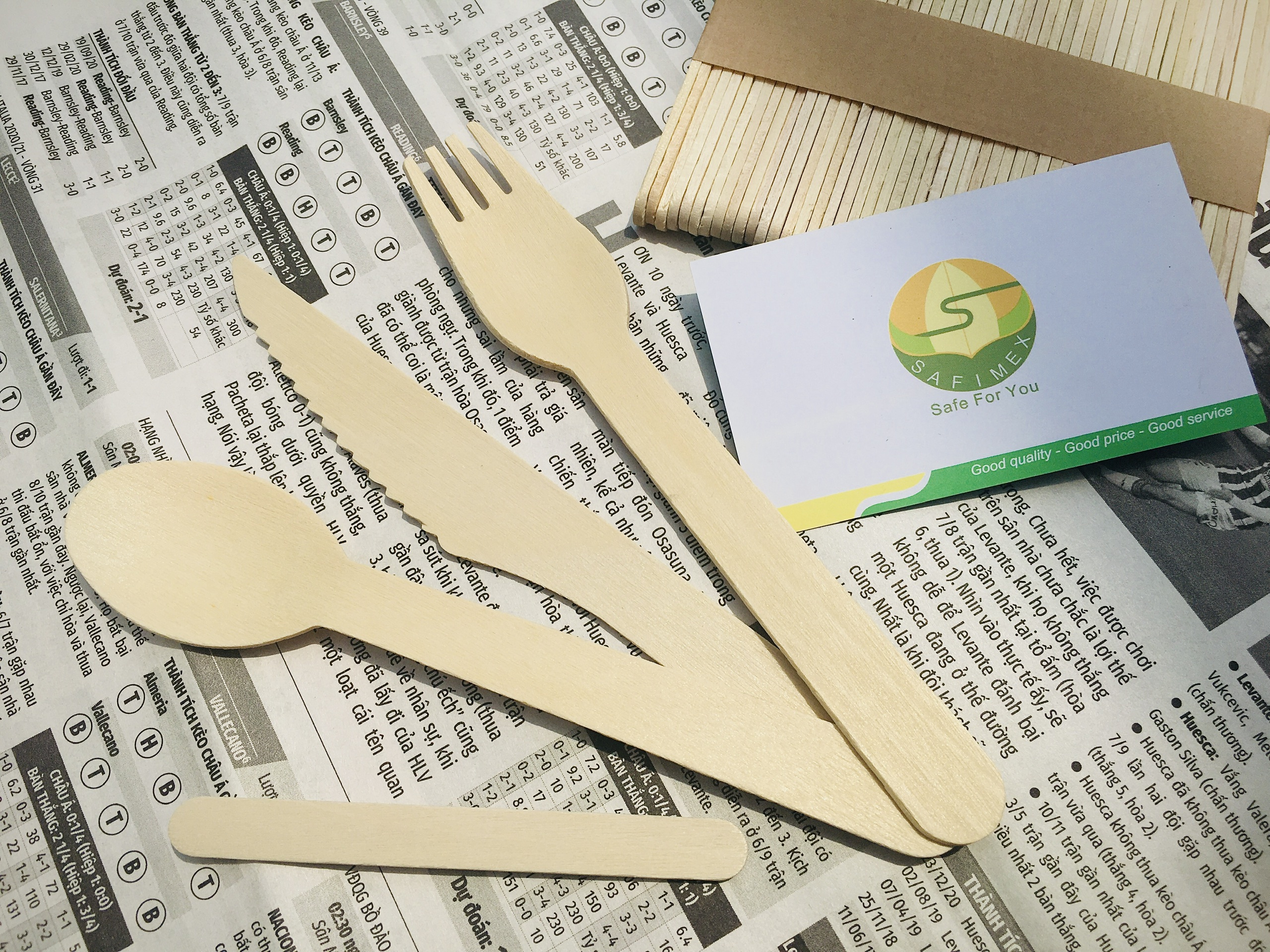 DISPOSABLE 6.3INCH WOODEN CUTLERY SET/ECO FRIENDLY DISPOSABLE  WOODEN CUTLERY HIGH QUALITY FROM VIETNAM SUPPLIER