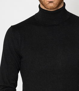 Bán Buôn Mens Quần Áo Tay Đan Sợi Cashmere Áo Len Nam Dài Tay Màu Đen Cao Cổ - Product Image 5