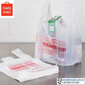 Custom Recyclable PE Side Gusset T-Shirt Carry <b>Bags</b> with Hand Length Handle Gravure Printed for Supermarket Shopping - Product Image 4