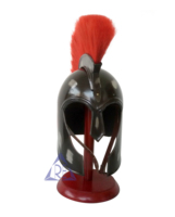 Casque d'Achille Troy médiéval et armure grecque avec artisanat en métal Plume rouge pour décor de bureau Costume d'armure de chevalier