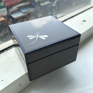 Caja de laca única con diseño de libélula, caja de laca brillante con Color oliva, de lujo - Product Image 5