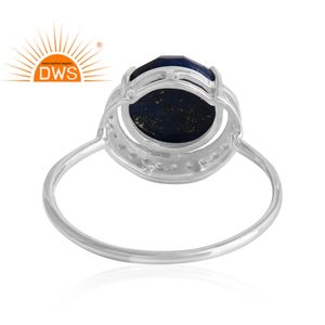 Zircon Set Lapis Lazuli Gemstone Ring Handmade Sterling Silver Designer Ring Wholesale Silver Jewelry Supplier - Product Image 3