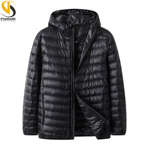 Manteau parka décontracté pour hommes avec col montant léger fermeture éclair veste bouffante vêtements d'extérieur portables coupe-vent imperméable étiquette personnalisée - Product Image 2