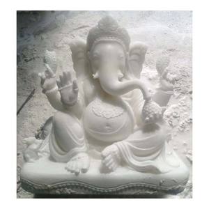 ยังไม่เสร็จหินอ่อนสีขาวพระพิฆเนศวรนั่งรูปปั้น - Product Image 1