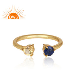 Nouvelle jolie bague en argent 925 plaqué or jaune Lapis Citrine bague en pierres précieuses fabricant de bijoux Collection classique - Product Image 2