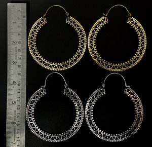 <b>Gold</b> Geometric 30mm <b>Large</b> Metal <b>Hoop</b> <b>Earrings</b> Bohemian Style Dangle Fashion Statement for Weddings and Parties - Product Image 2