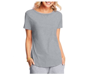 Vêtements pour femmes à col en V chemises grande taille couleur bleue manches courtes été Streetwear OEM logo personnalisé conception t-shirts - Product Image 5