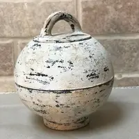 Vaso de vela de forma redonda, de alumínio rústico, 3 peças, em formato de pote