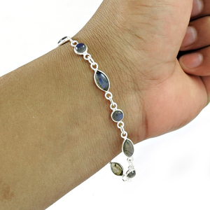 Bracelet en labradorite pour homme et femme, magnifique bijou fait main, en argent sterling 925, vente en gros, offre spéciale - Product Image 1