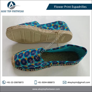 Best-Selling Lightweight Canvas Espadrilles with Floral Print Slip-On Closure <b>Top</b> Exporter's World-Wide Popular Flats Shoes - Product Image 5