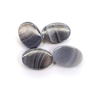 4 cabochons ovales en agate du Botswana de 18x13mm, 48,80 carats, pierres précieuses naturelles en vrac, noires et blanches, Ishu Gems pour bijoux - Product Image 3