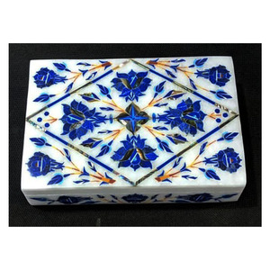 Caja de baratija decorativa con incrustaciones de mármol - Product Image 1
