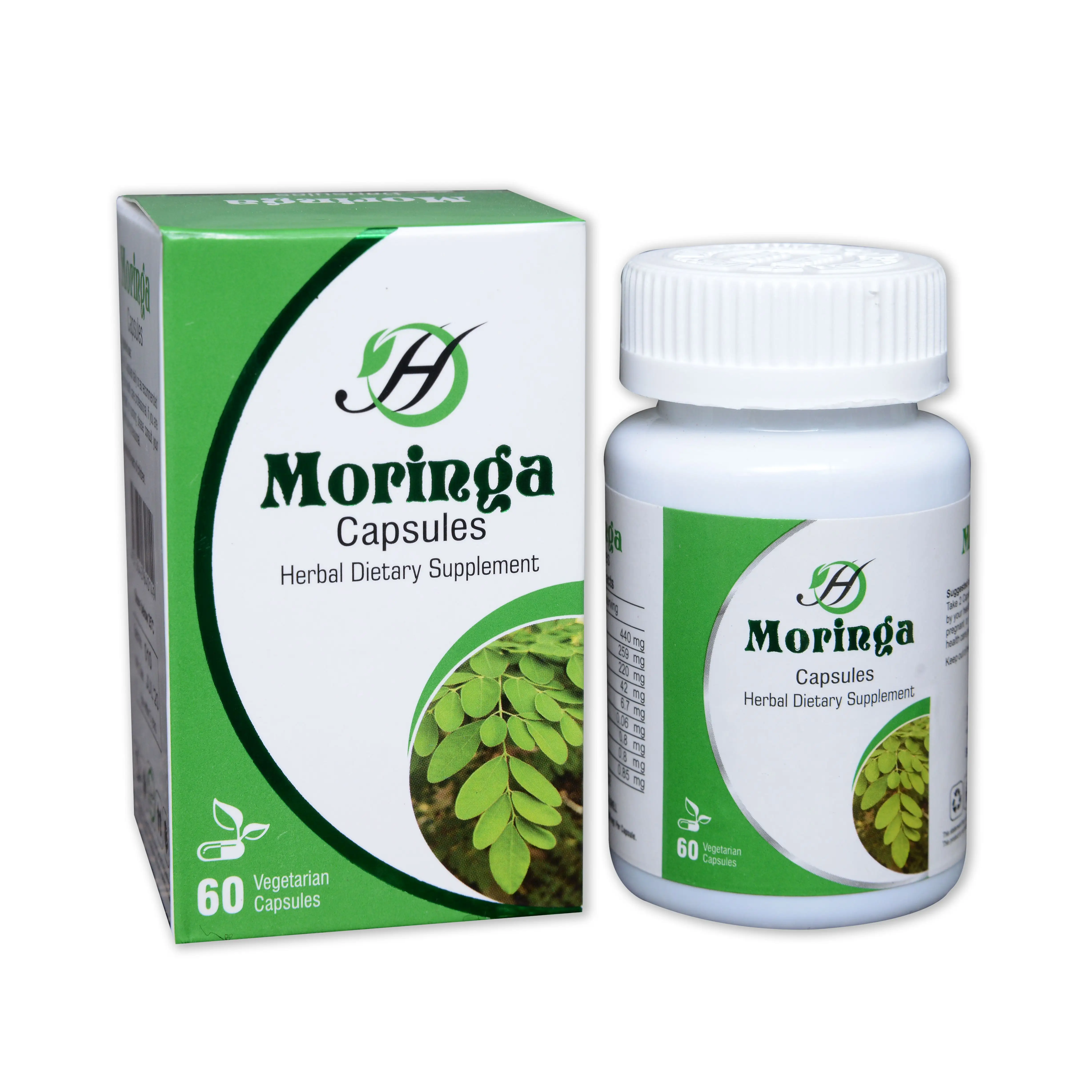 Cápsulas de Moringa para productos de cuidado de la salud, suplemento de moringa personalizado