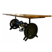 Table à manger octogonale moderne en bois de manguier massif, réglable en hauteur avec manivelle en fonte, pour 6 personnes, mobilier de salle à manger, Blue Ocean