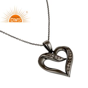 Ensemble de diamants en argent sterling en forme de coeur Collier à pendentif cadeau pour filles Bijoux pour femmes Cadeau pour elle - Product Image 3