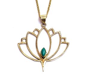 เครื่องประดับทองเหลืองสไตล์โบฮีเมียนสำหรับผู้หญิงจี้พลอยเทอร์คอยส์สลักการตั้งค่าฝา - Product Image 3