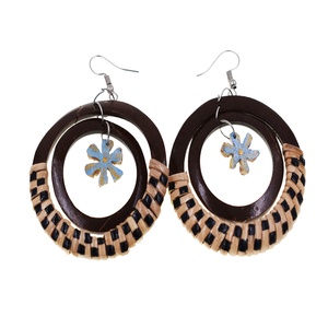 Nouveau bijoux de mode géométrique noix de <span class=keywords><strong>coco</strong></span> à la main rotin boucle d'oreille multicouche goutte paille boucles d'oreilles pour les femmes - Product Image 6