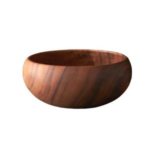Ensaladera de madera de acacia hecha a mano clásica ecológica al por mayor, vajilla de calidad tallada para el hogar, almacenamiento de frutas, artesanía india - Product Image 3