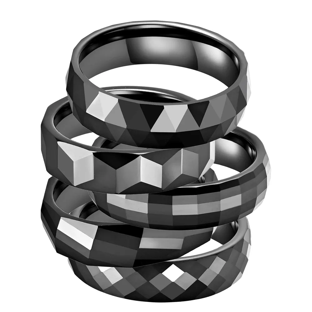 Energinox แหวนคริสตัลเซรามิคสีดำขนาด6มม.,แหวนแต่งงานงานหมั้นใส่สบายหน้าขัดเงาสูงสำหรับผู้ชาย