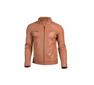 Chaqueta de cuero de oveja desgastado, marrón - Product Image 4