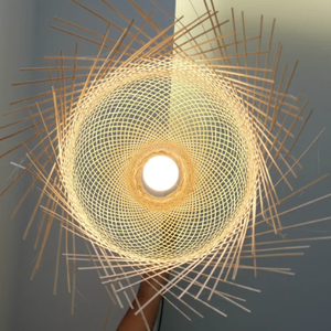 Abat-jour en rotin à queue de gland de style fermier traditionnel japonais en bambou pour les jeunes - Product Image 1