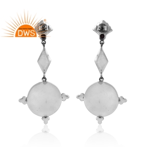 <b>Oxidized</b> Sterling Silver Handmade Imitation Red Stone Dangle Earring For Women Jewelry Manufacturer - Product Image 3