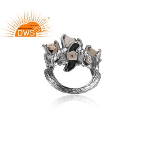 Anillo de plata de primera ley con piedra lunar para mujer, sortija, plata esterlina 925, piedra Natural, color arcoíris - Product Image 4