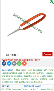GREEN STRAS SA PVT LTD GS 1530H Pinzas de Precisión Aisladas con Bloqueo Cruzado, Herramientas de Acero para Joyeros - Product Image 2