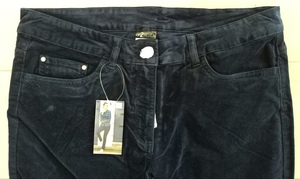 Pantalon slim décontracté pour femmes de qualité supérieure, taille mi-haute, en stock pour l'été, Bangladesh, en velours côtelé élastique, devant plat, 100% coton - Product Image 3