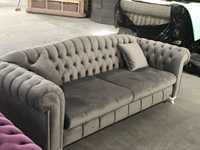 Canapé Chesterfield Moderne de Style Européen en Tissu, Capitonnage, Cadre en Bois Massif Extensible, Ensemble Canapé-Lit pour Appartement, Entrepôt, Atelier, Centre Commercial