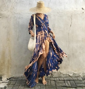 กิโมโนชายหาดสำหรับผู้หญิง,กิโมโนผ้าเรยอนมัดย้อมใช้ห่อชายหาด - Product Image 1