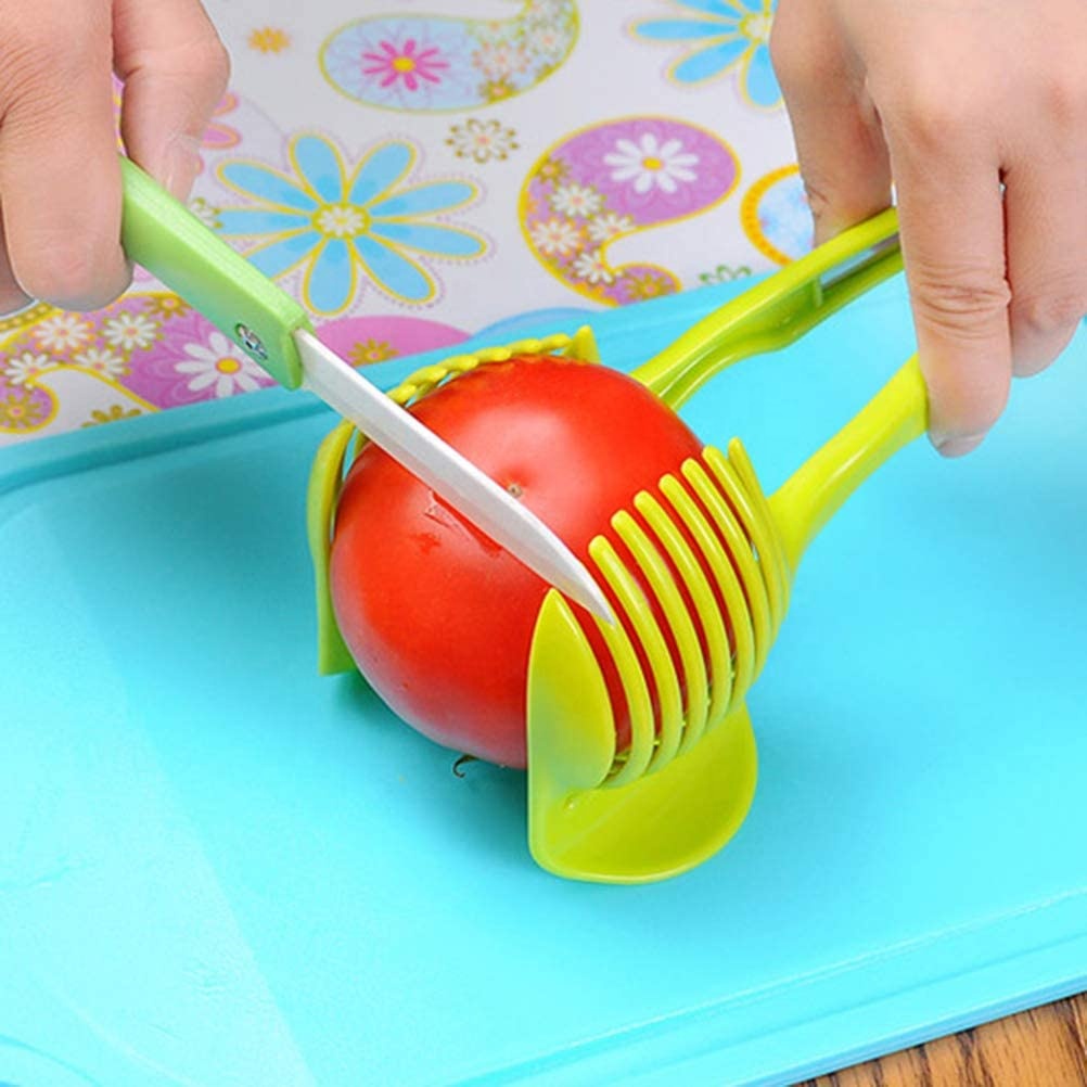 Acessório de cozinha Multipurpose Handheld Fruit Tongs Plastic Onion Vegetable Holder Cortador De Limão Fatiador De Tomate