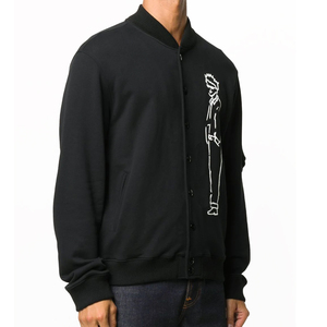 Blouson universitaire réversible coupe-vent pour homme grande taille, en molleton coton-polyester, col et poignets côtelés, poches plates - Product Image 3