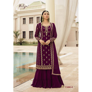 Dernier modèle de costume Salwar Plazzo brodé de style indien et pakistanais pour femmes, idéal pour les mariages et les fêtes - Product Image 1