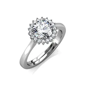 1 CT идеально драгоценный камень синтетический бриллиант стерлингового серебра 925 Регулируемый Обручальное кольцо для женщин Destiny ювелирные Роскошные ювелирные изделия