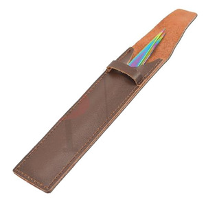 Pince à épiler à un Volume pour extensions de cils, avec pochette en cuir marron, pince à épiler, avec emballage en cuir, marque privée - Product Image 2