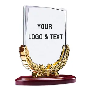Pujiang rifornimento della fabbrica a buon mercato trofeo in legno scudo cristallo incisione laser personalizzata con parole o testo per gli sport di golf - Product Image 1