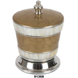 Support en coton et métal de haute qualité, avec feuille en nacre et émail brun, accessoire poli pour soins de la maison - Product Image 1