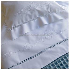 Sábanas de cama bordadas, fundas de almohada blancas bordadas - Product Image 2