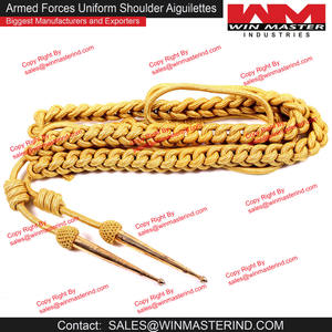 Cordon d'épaule uniforme de couleur dorée | Aiguillette de cordon d'épaule de cérémonie | Aiguillette de fil d'investissement - Product Image 4