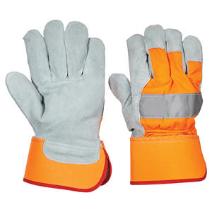 Guantes de trabajo de construcción industrial de cuero y algodón partido - Product Image 2