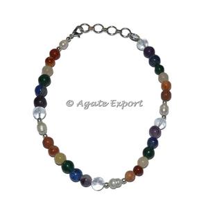 Moda elegante 7 Chakra ágata piedras preciosas tobillera joyería 18K chapado en oro étnico mujeres - Product Image 1