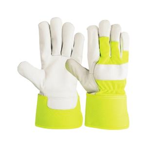 Gants en cuir de vache de gréeur canadien de haute qualité avec manchette caoutchoutée en420 doublure en coton gants de travail anti-impact - Product Image 1