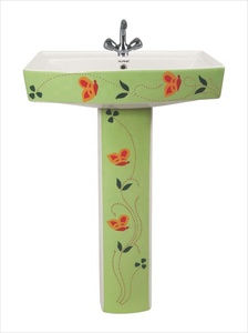 Lavabo de pedestal de cerámica naranja Lauret Vitrosa Square Lavabo Sink Stand Designer Rustic Set India - Product Image 6