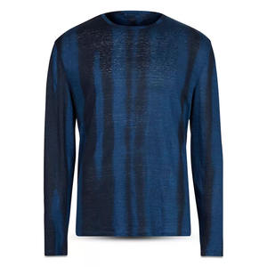 Camiseta de manga larga para hombre, azul, con efecto tie-dye, de algodón 100%, 240 GSM, venta al por mayor OEM. - Product Image 1