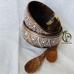 ACAI Buhda สมูทตี้ช้อนส้อมชามมะพร้าวเคลือบสีสันสดใส,ปลอดภัยสำหรับงานฝีมือด้านอาหารในเวียดนาม - Product Image 2