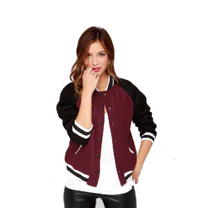 OEM Custom Women Letterman Varsity Jacket Waterproof Wool Body Leather Sleeve Baseball Bomber Cotton/Polyester School College - Product Image 4