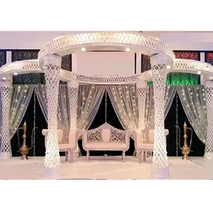 Asian Wedding Lighted Crystal Pillars Mandap Moroccan Wedding White Diamond Mandap South Asian Crystal Wedding Mandaps
