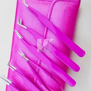 Pinzas de extensión de pestañas japonesas de Material sostenible japonés de alta calidad logotipo personalizado acero inoxidable recubierto de Rosa puntiagudo - Product Image 5