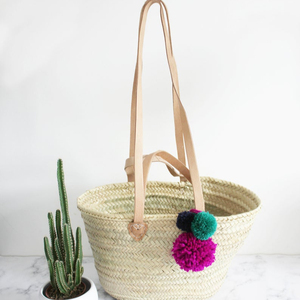 Panier en paille marocain tendance à double poignée - Product Image 1